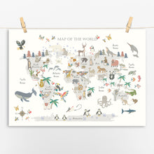 Load image into Gallery viewer, Animal World Map | Grey Land