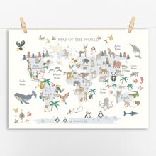 Load image into Gallery viewer, Animal World Map | Light Blue Land