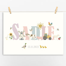 Load image into Gallery viewer, Personalised Farmyard Name Print | Various Colours