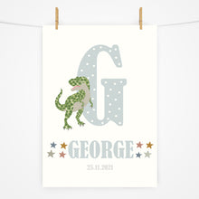 Load image into Gallery viewer, Personalised Initial Dinosaur Print | Stars | Various Colours