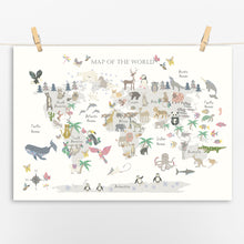 Load image into Gallery viewer, Animal World Map | Grey Land