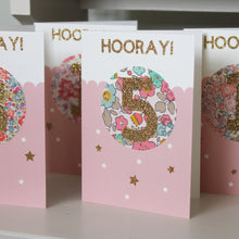 Load image into Gallery viewer, Birthday Card | Liberty Fabric & Gold Glitter