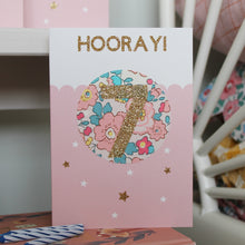 Load image into Gallery viewer, Birthday Card | Liberty Fabric & Gold Glitter