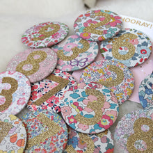 Load image into Gallery viewer, Liberty Birthday Badge -  Pinks and Florals