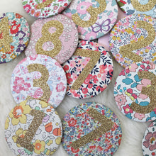 Load image into Gallery viewer, Liberty Birthday Badge -  Pinks and Florals
