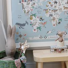 Load image into Gallery viewer, Animal World Map | Blue
