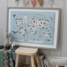 Load image into Gallery viewer, Animal World Map | Blue