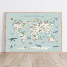 Load image into Gallery viewer, Dinosaur World Map | Blue