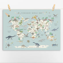 Load image into Gallery viewer, Dinosaur World Map | Blue