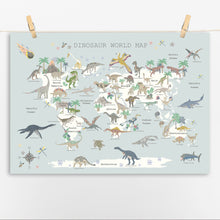 Load image into Gallery viewer, Dinosaur World Map | Blue Grey