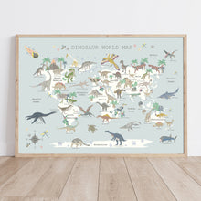 Load image into Gallery viewer, Dinosaur World Map | Blue Grey