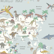 Load image into Gallery viewer, Dinosaur World Map | Blue Grey