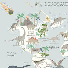 Load image into Gallery viewer, Dinosaur World Map | Blue Grey