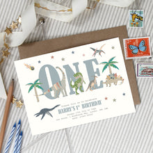 Load image into Gallery viewer, Dinosaur Themed Party Invitation