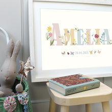 Load image into Gallery viewer, Personalised Flower Name Print | Various Colours