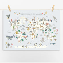 Load image into Gallery viewer, French Animal World Map | Animaux du Monde