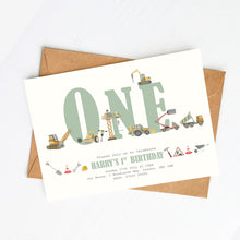 Load image into Gallery viewer, Digger Themed Party Invitation