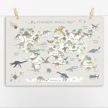 Load image into Gallery viewer, Dinosaur World Map | Grey