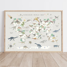 Load image into Gallery viewer, Dinosaur World Map | Grey