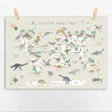 Load image into Gallery viewer, Dinosaur World Map | Natural (Light)