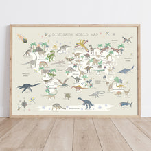 Load image into Gallery viewer, Dinosaur World Map | Natural (Light)