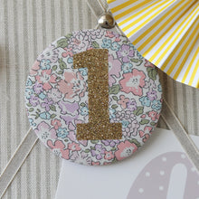 Load image into Gallery viewer, Liberty Birthday Badge -  Pinks and Florals
