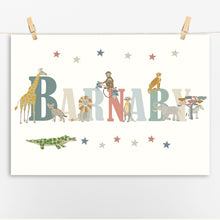 Load image into Gallery viewer, Personalised Safari Name Print | Various Colours
