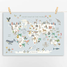 Load image into Gallery viewer, Personalised Animal World Map | Various Colours