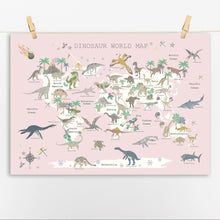 Load image into Gallery viewer, Dinosaur World Map | Pink