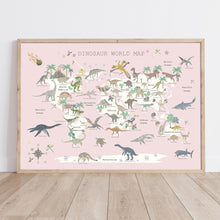 Load image into Gallery viewer, Dinosaur World Map | Pink