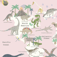 Load image into Gallery viewer, Dinosaur World Map | Pink