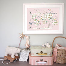 Load image into Gallery viewer, Animal World Map | Pink