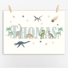 Load image into Gallery viewer, Personalised Dinosaur Name Print