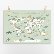 Load image into Gallery viewer, Personalised Dinosaur World Map | Various Colours