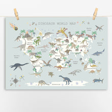 Load image into Gallery viewer, Dinosaur World Map | Blue Grey