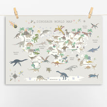 Load image into Gallery viewer, Dinosaur World Map | Grey
