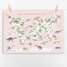 Load image into Gallery viewer, Dinosaur World Map | Pink