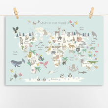 Load image into Gallery viewer, Animal World Map | Aqua