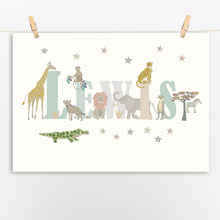 Load image into Gallery viewer, Personalised Safari Name Print | Various Colours