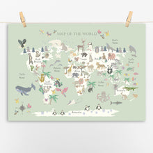 Load image into Gallery viewer, Animal World Map | Green