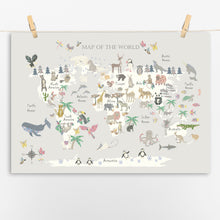 Load image into Gallery viewer, Animal World Map | Grey