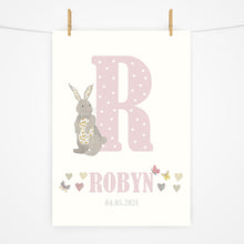 Load image into Gallery viewer, Personalised Initial Print | Hearts & Butterflies | Various Colours | Floral Edition