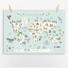 Load image into Gallery viewer, Animal World Map | Aqua