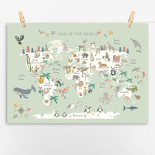 Load image into Gallery viewer, Animal World Map | Green