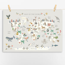 Load image into Gallery viewer, Animal World Map | Grey