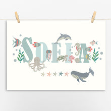 Load image into Gallery viewer, Personalised Under the Sea Name Print | Various Colours