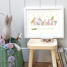 Load image into Gallery viewer, Personalised Safari Name Print | Various Colours