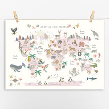 Load image into Gallery viewer, Animal World Map | Pink Land
