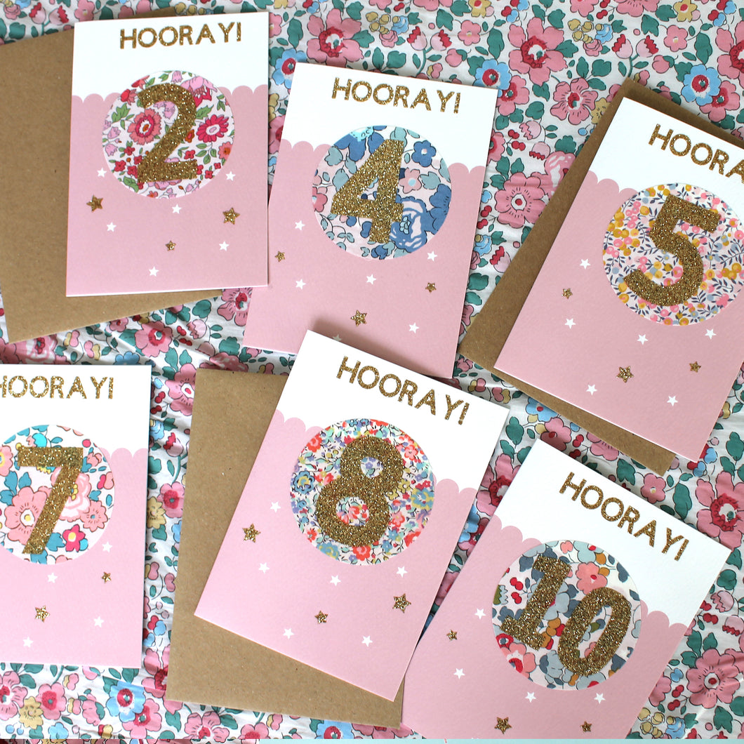 SAMPLE SALE Liberty Birthday Cards -  Pinks and Florals