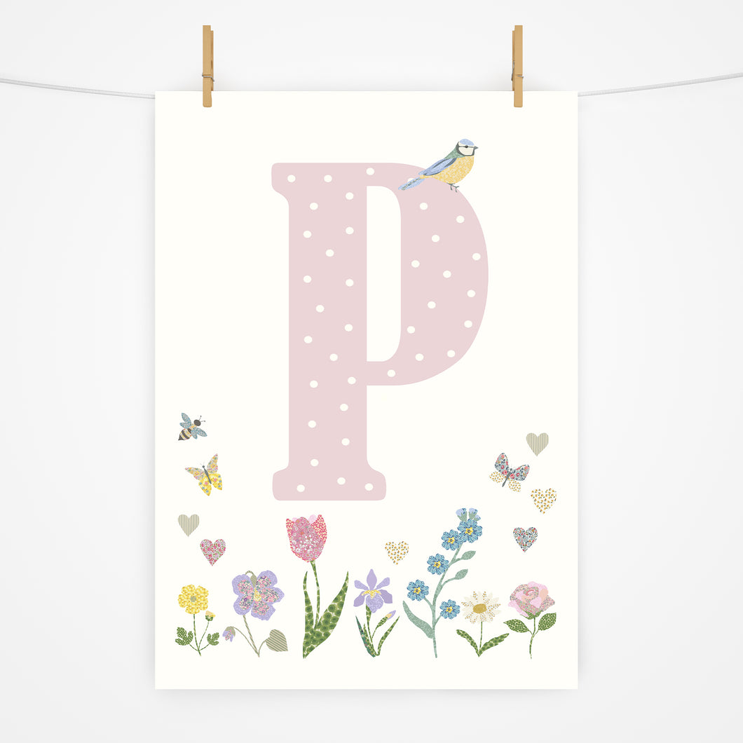 Personalised Initial Print | Flowers | Various Colours